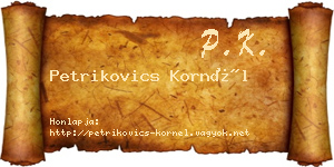 Petrikovics Kornél névjegykártya